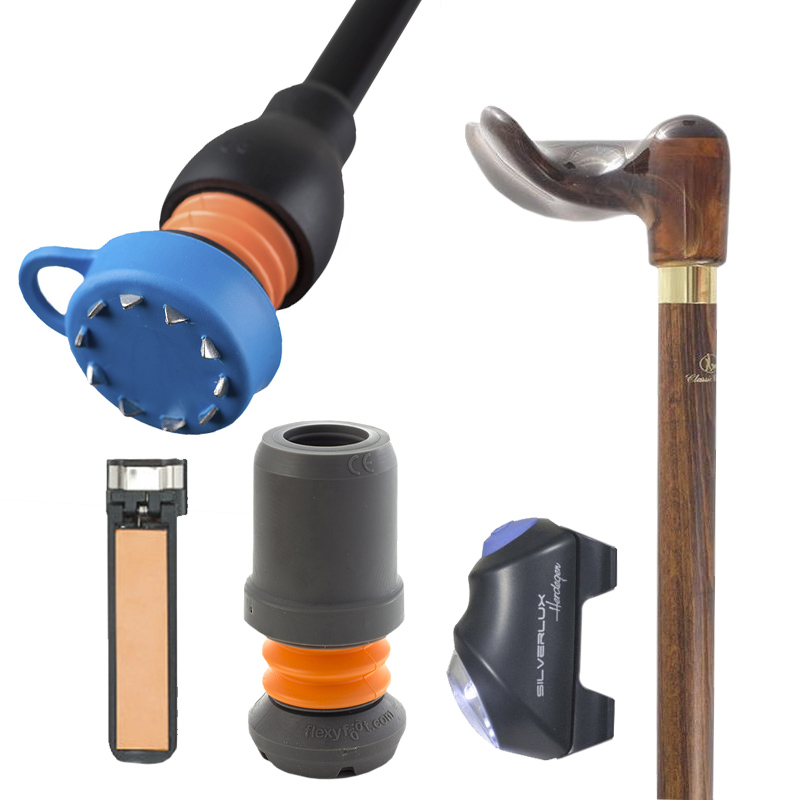 RightHanded Walking Stick and Safety Accessories Bundle WalkingSticks.co.uk